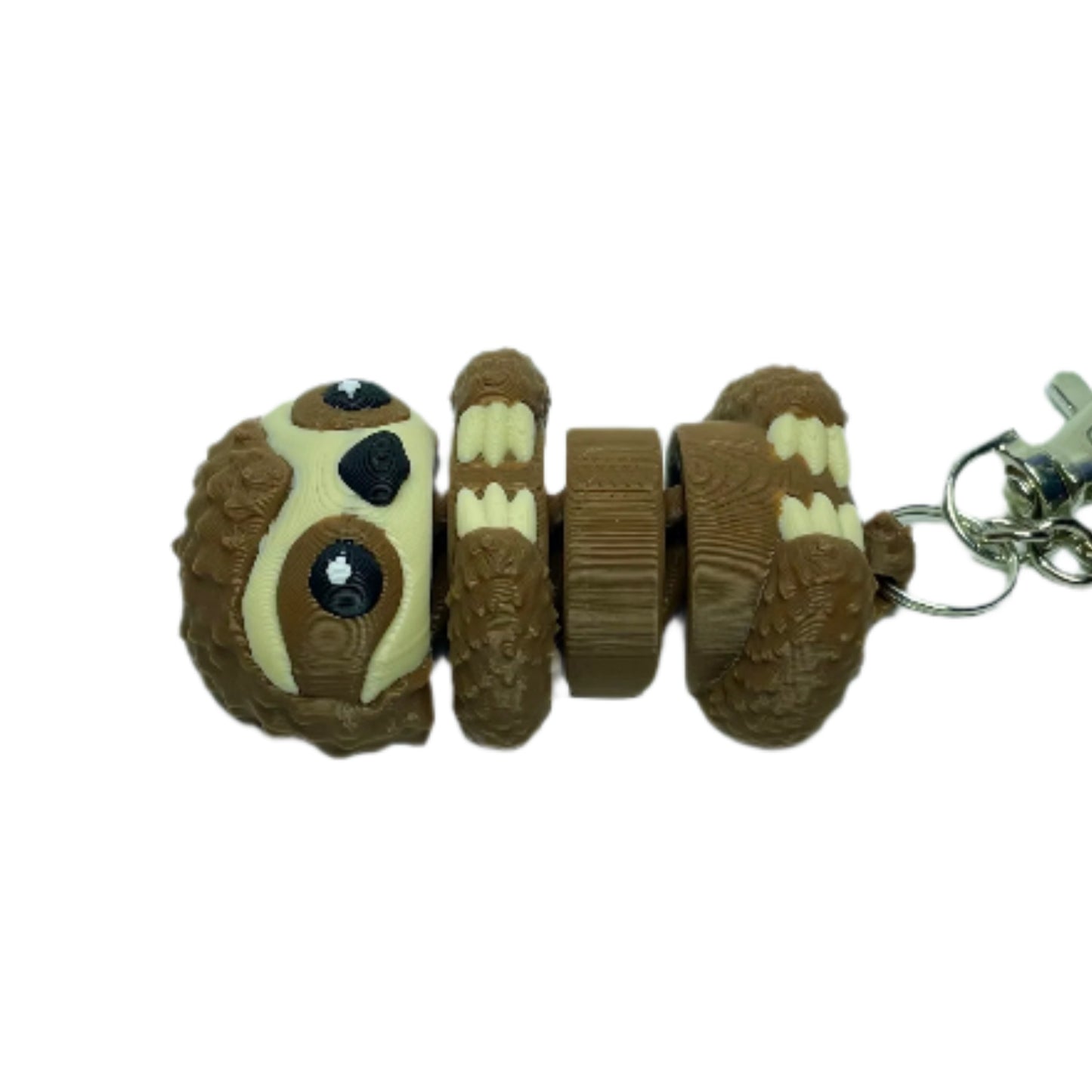 3D printed flexible sloth keychain fidget toy