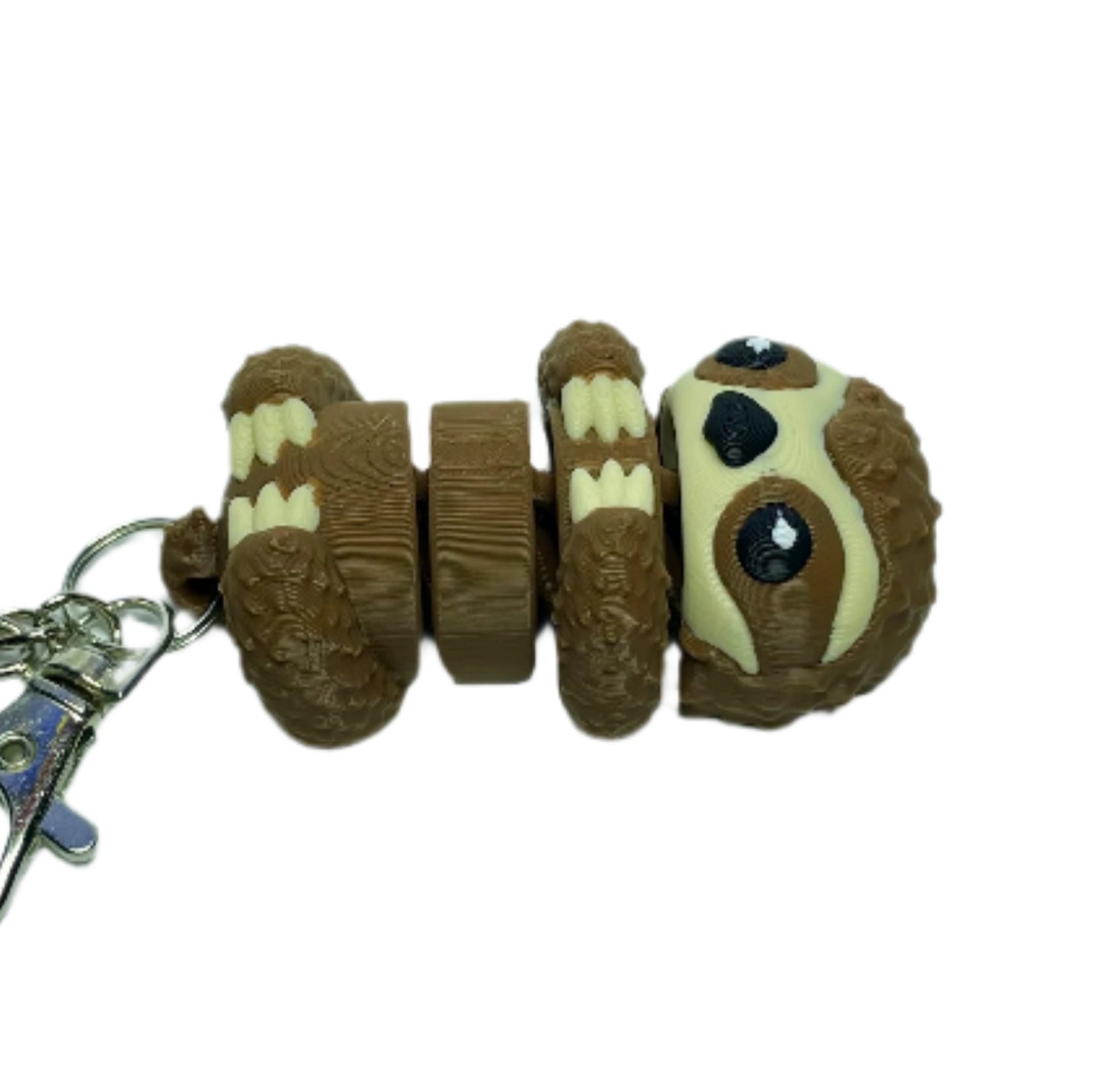 3D printed flexible sloth keychain fidget toy