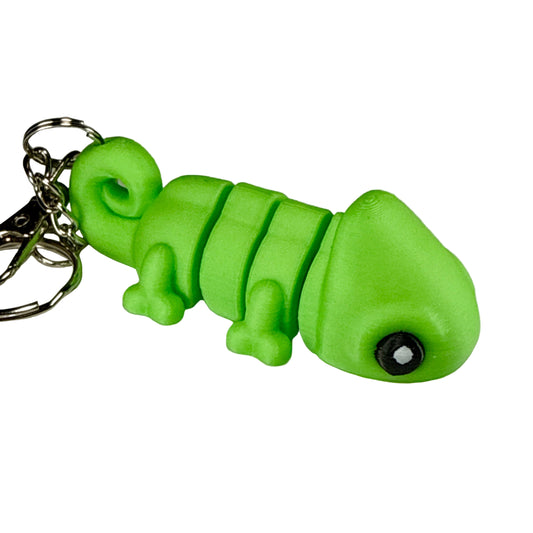 Chameleon - 3D Printed Pet Keychain - Flexible Articulating Fidget Stress Relief Toy