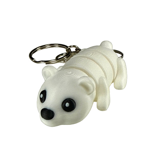 Polar Bear - 3D Printed Pet Keychain - Flexible Articulating Fidget Stress Relief Toy