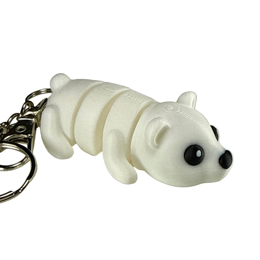 Polar Bear - 3D Printed Pet Keychain - Flexible Articulating Fidget Stress Relief Toy