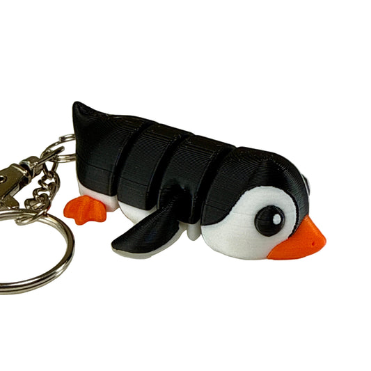 Penguin - 3D Printed Pet Keychain - Flexible Articulating Fidget Stress Relief Toy