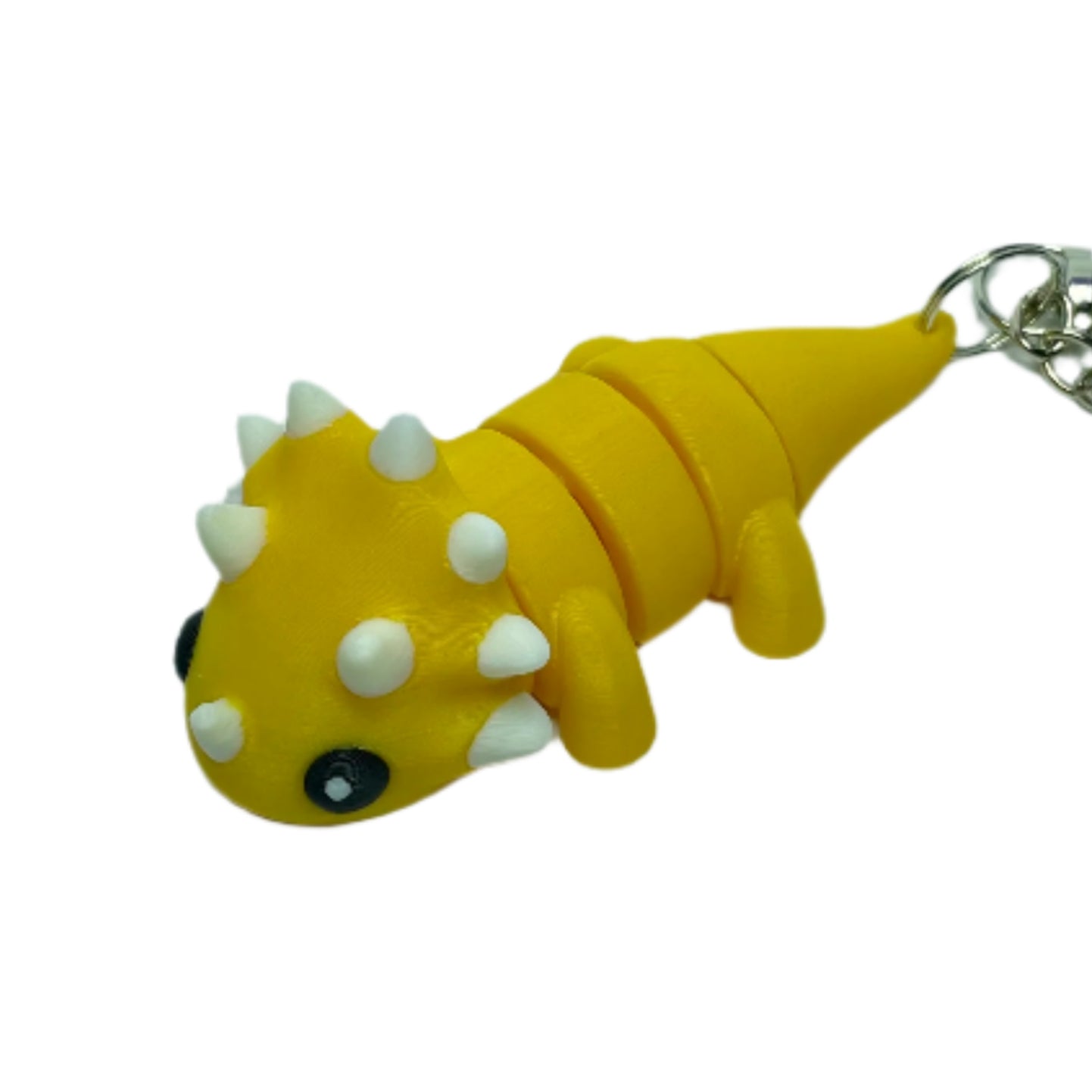3D printed flexible gold triceratops keychain fidget toy