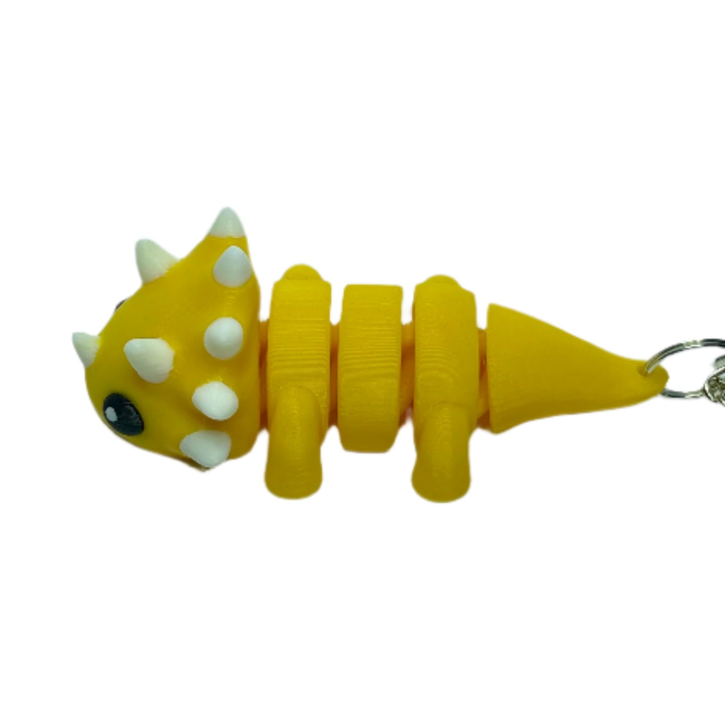 3D printed flexible gold triceratops keychain fidget toy