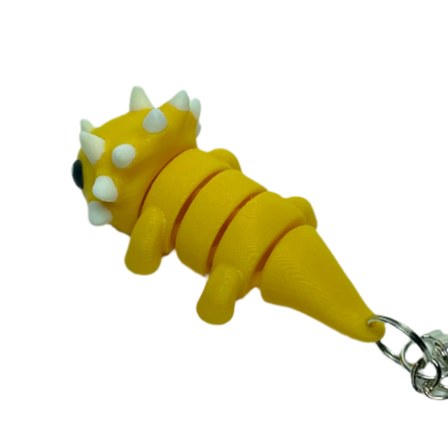 3D printed flexible gold triceratops keychain fidget toy