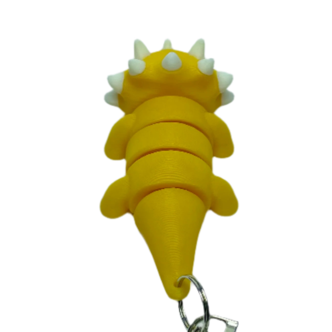 3D printed flexible gold triceratops keychain fidget toy