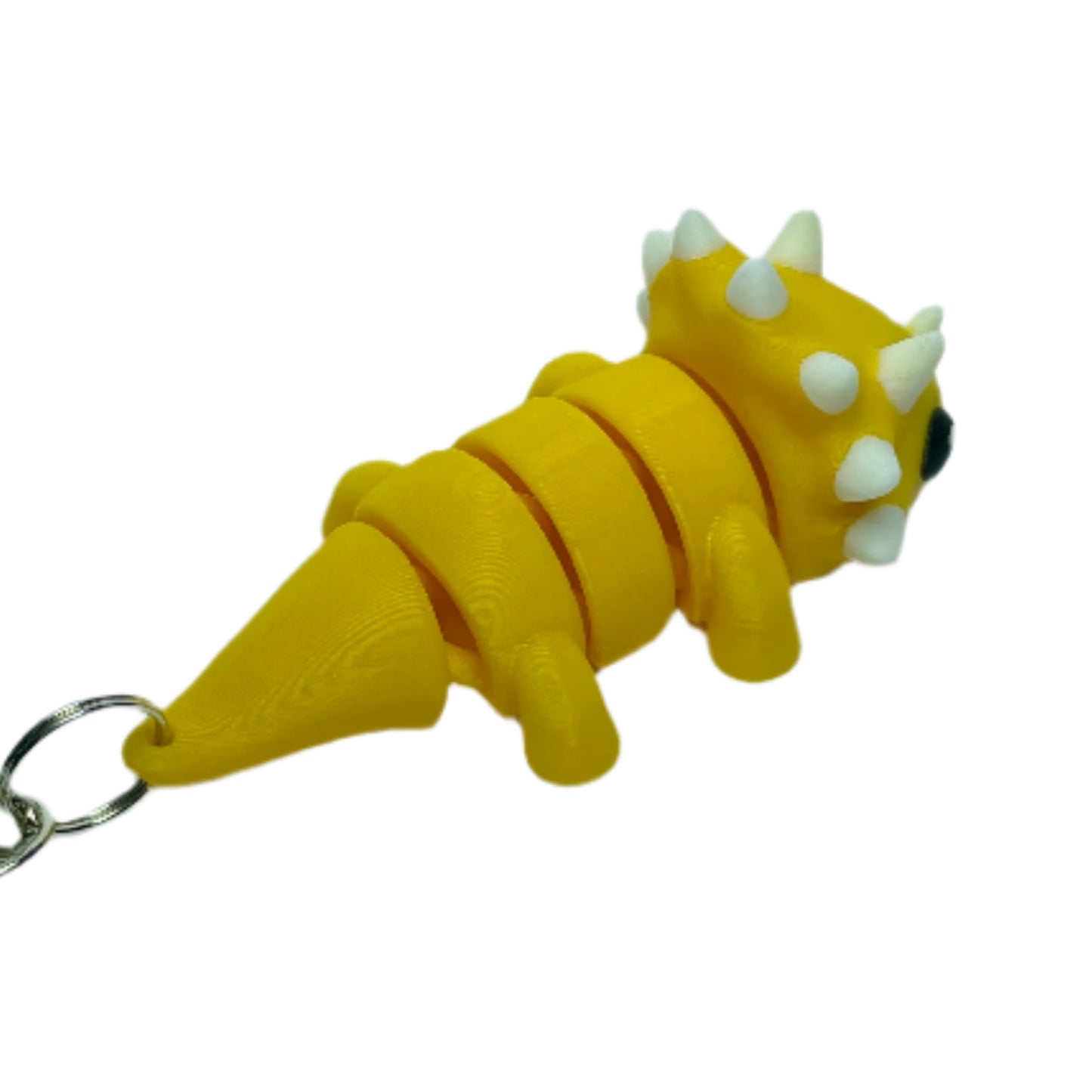3D printed flexible gold triceratops keychain fidget toy