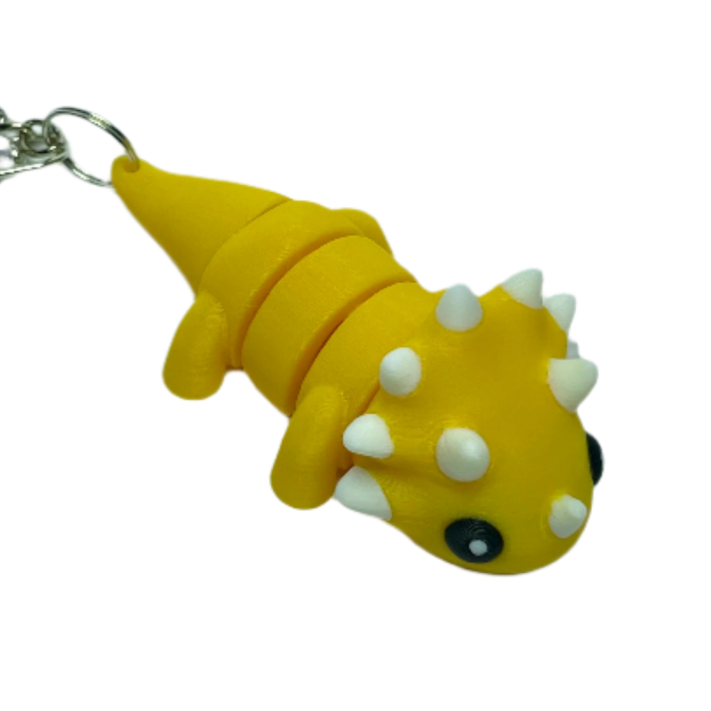 3D printed flexible gold triceratops keychain fidget toy
