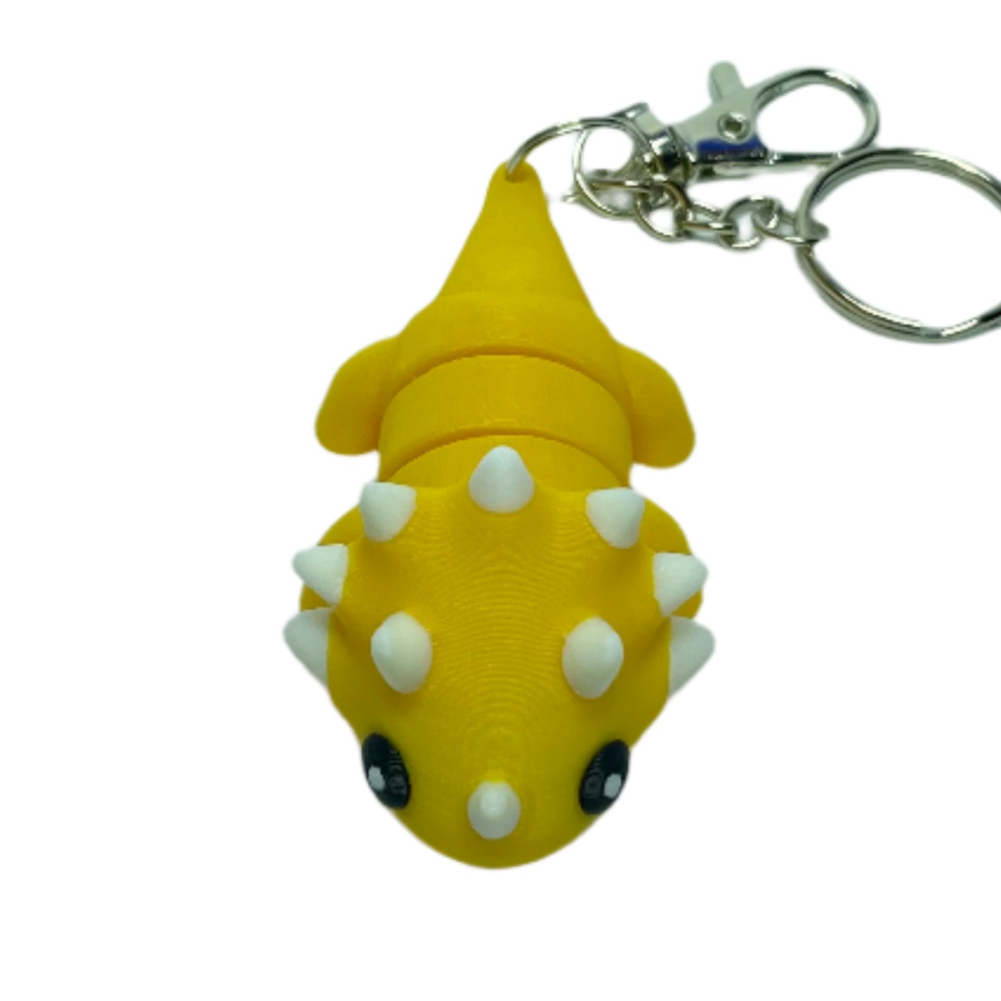 3D printed flexible gold triceratops keychain fidget toy