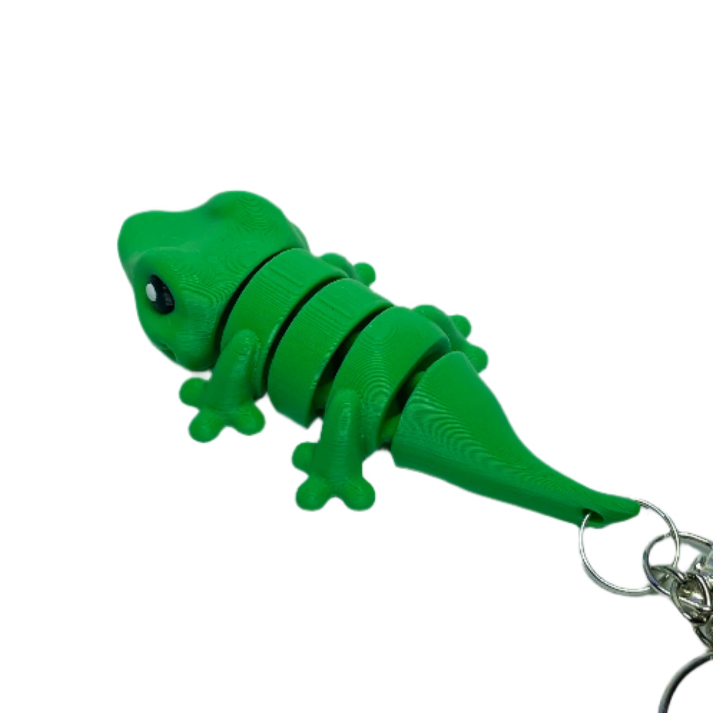 3D printed green gecko keychain fidget toy