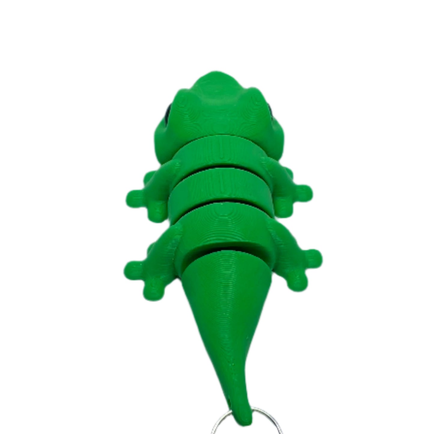 3D printed green gecko keychain fidget toy