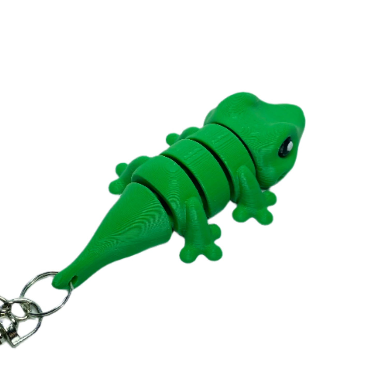 3D printed green gecko keychain fidget toy