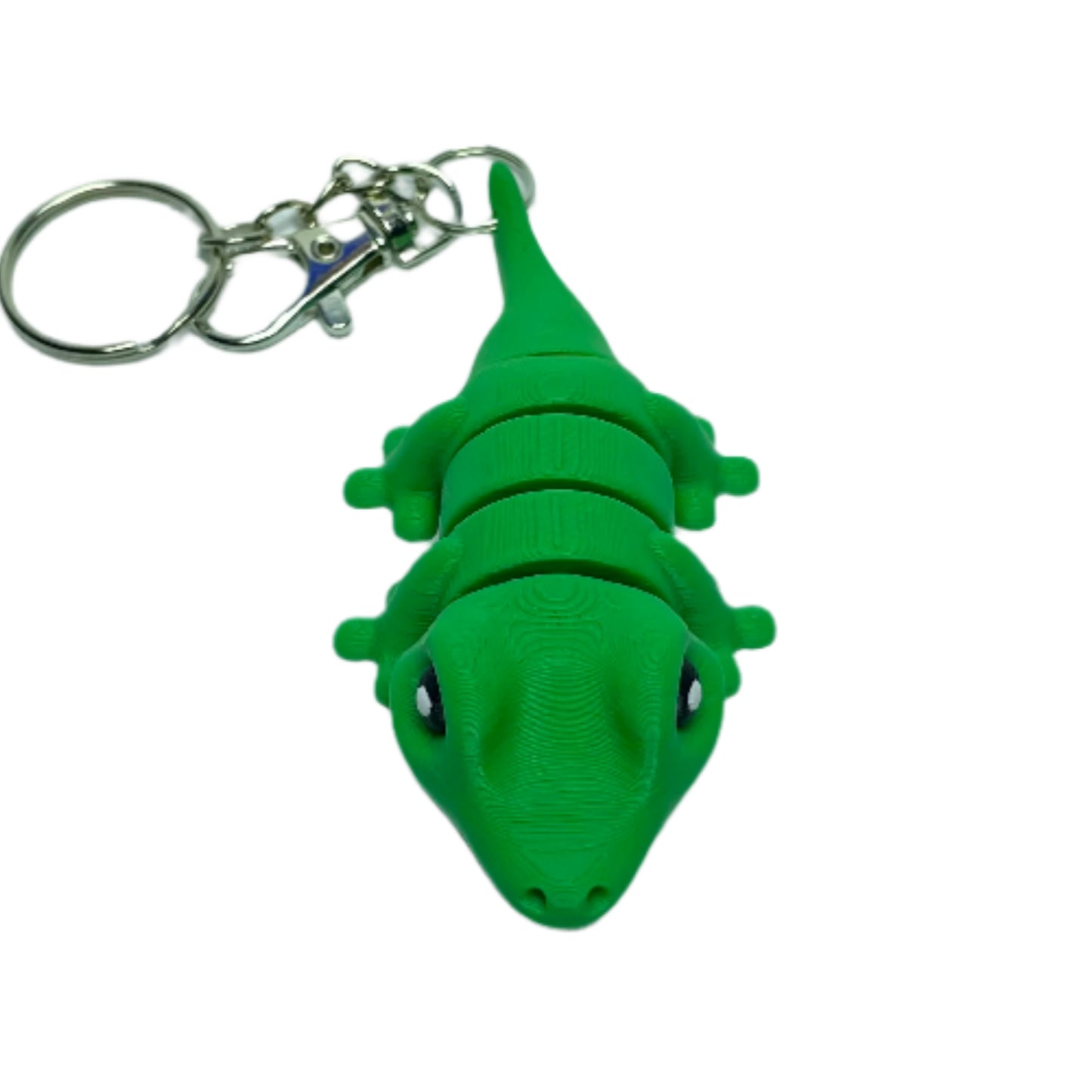 3D printed green gecko keychain fidget toy