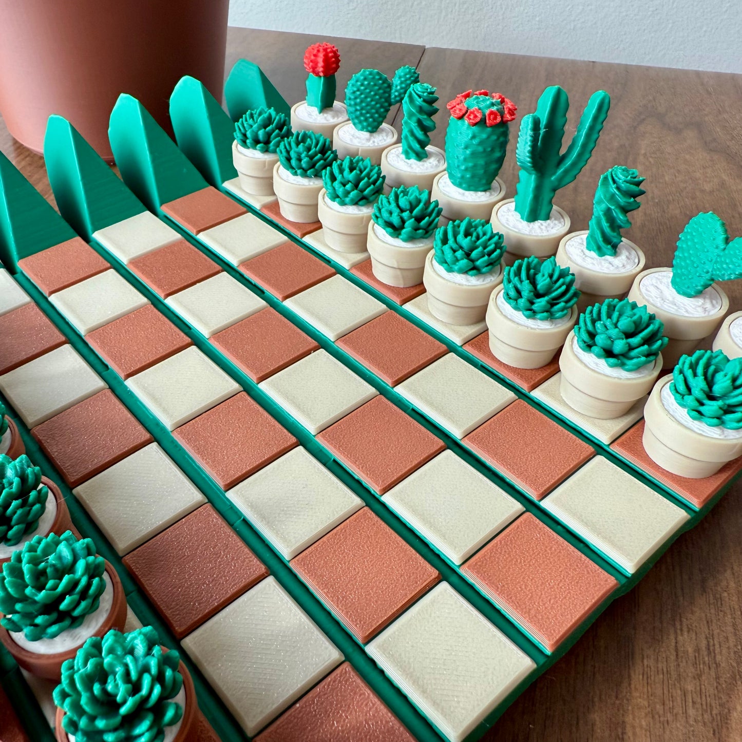Cactus Chess Set – Roll-up Cactus Themed 3D-Printed Chess Board