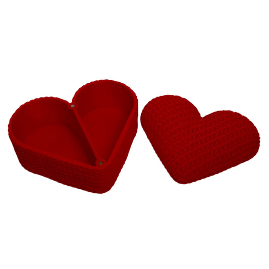Heart-Shaped Knit Texture Gift Box with Magnetic Lid and Divider