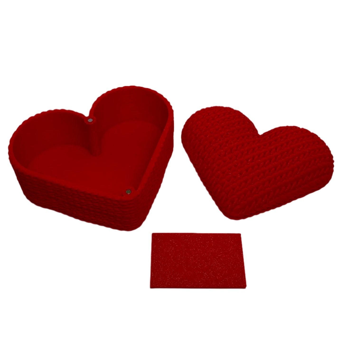 Heart-Shaped Knit Texture Gift Box with Magnetic Lid and Divider