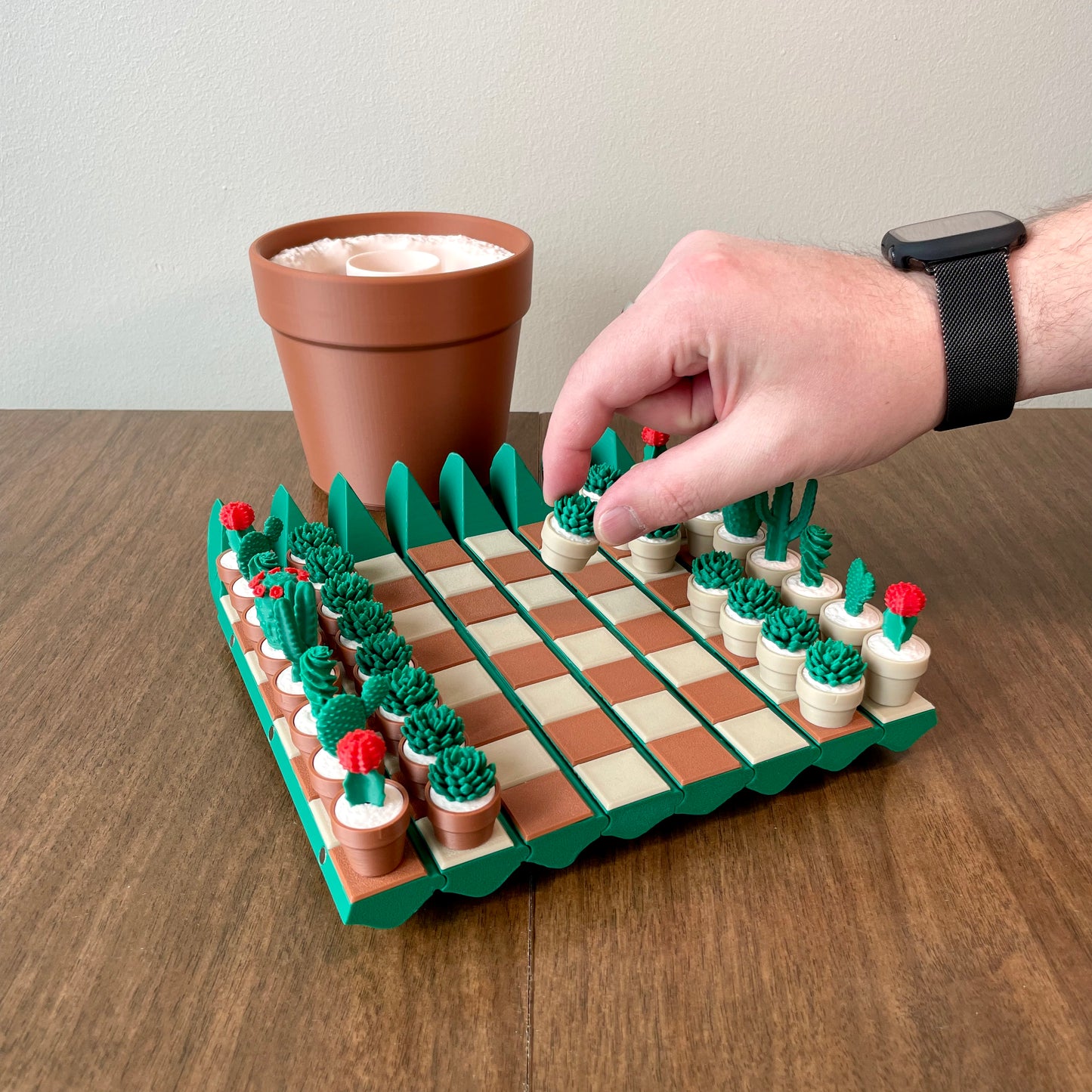Cactus Chess Set – Roll-up Cactus Themed 3D-Printed Chess Board
