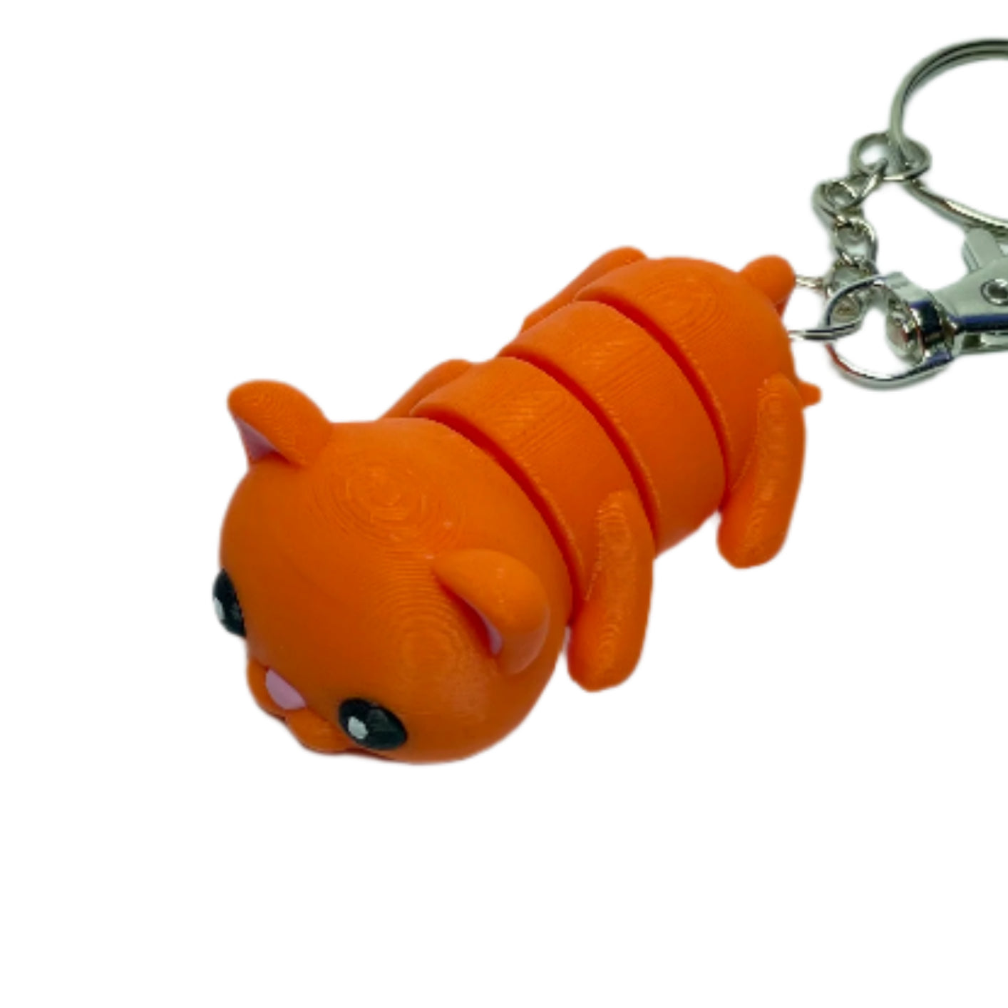 3D printed orange cat keychain fidget toy