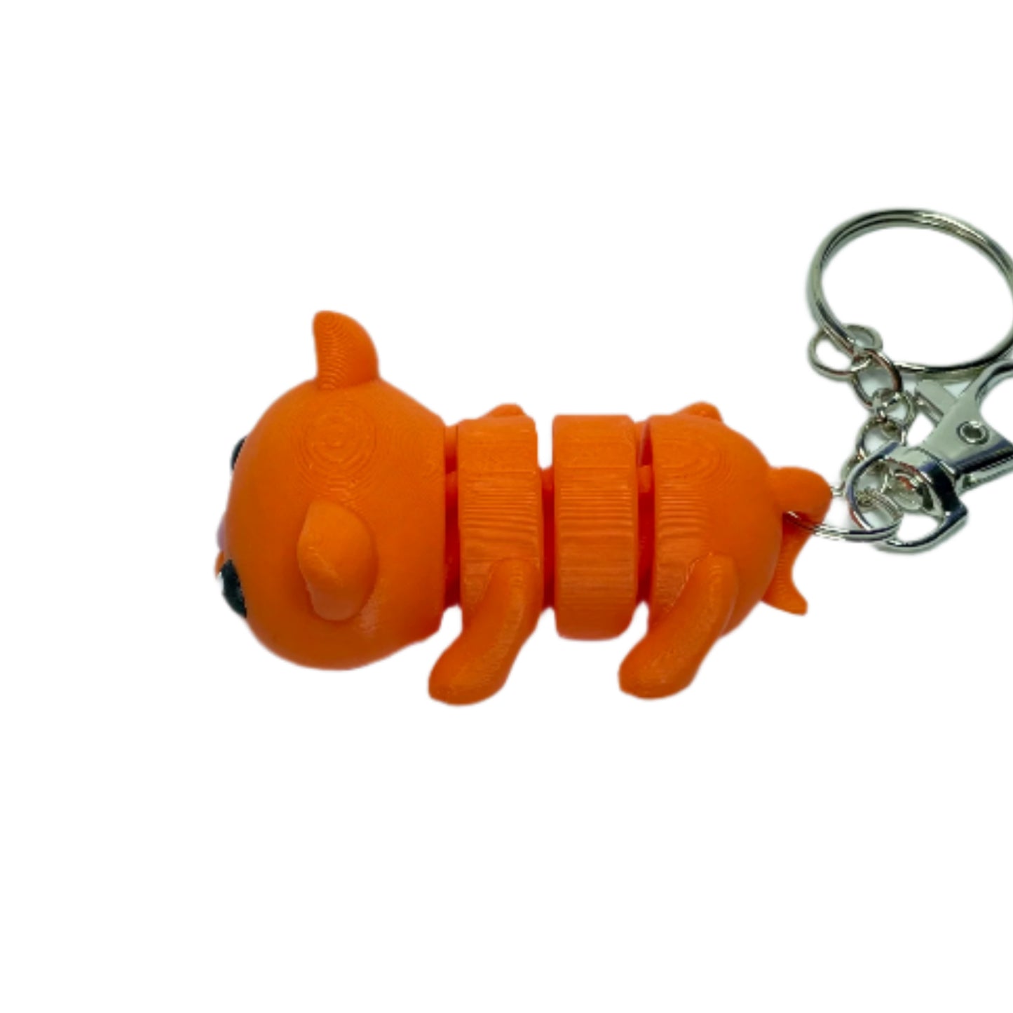 3D printed orange cat keychain fidget toy