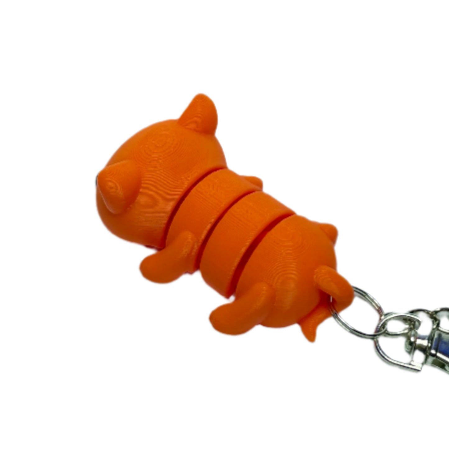 3D printed orange cat keychain fidget toy