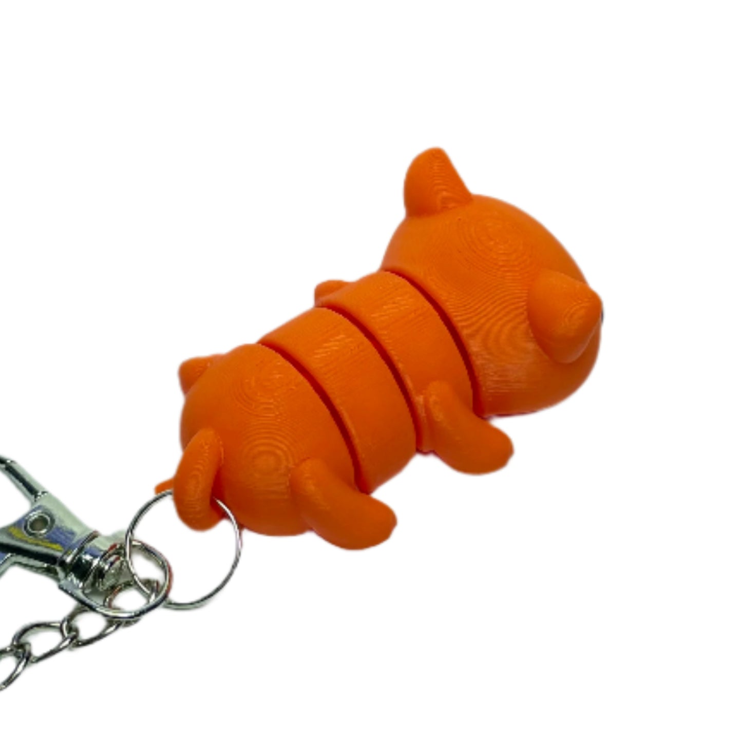 3D printed orange cat keychain fidget toy
