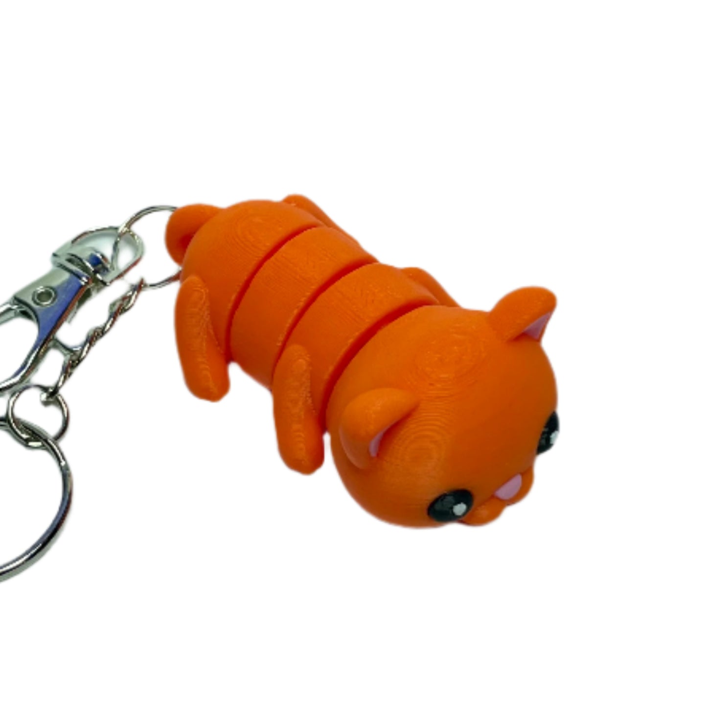 3D printed orange cat keychain fidget toy