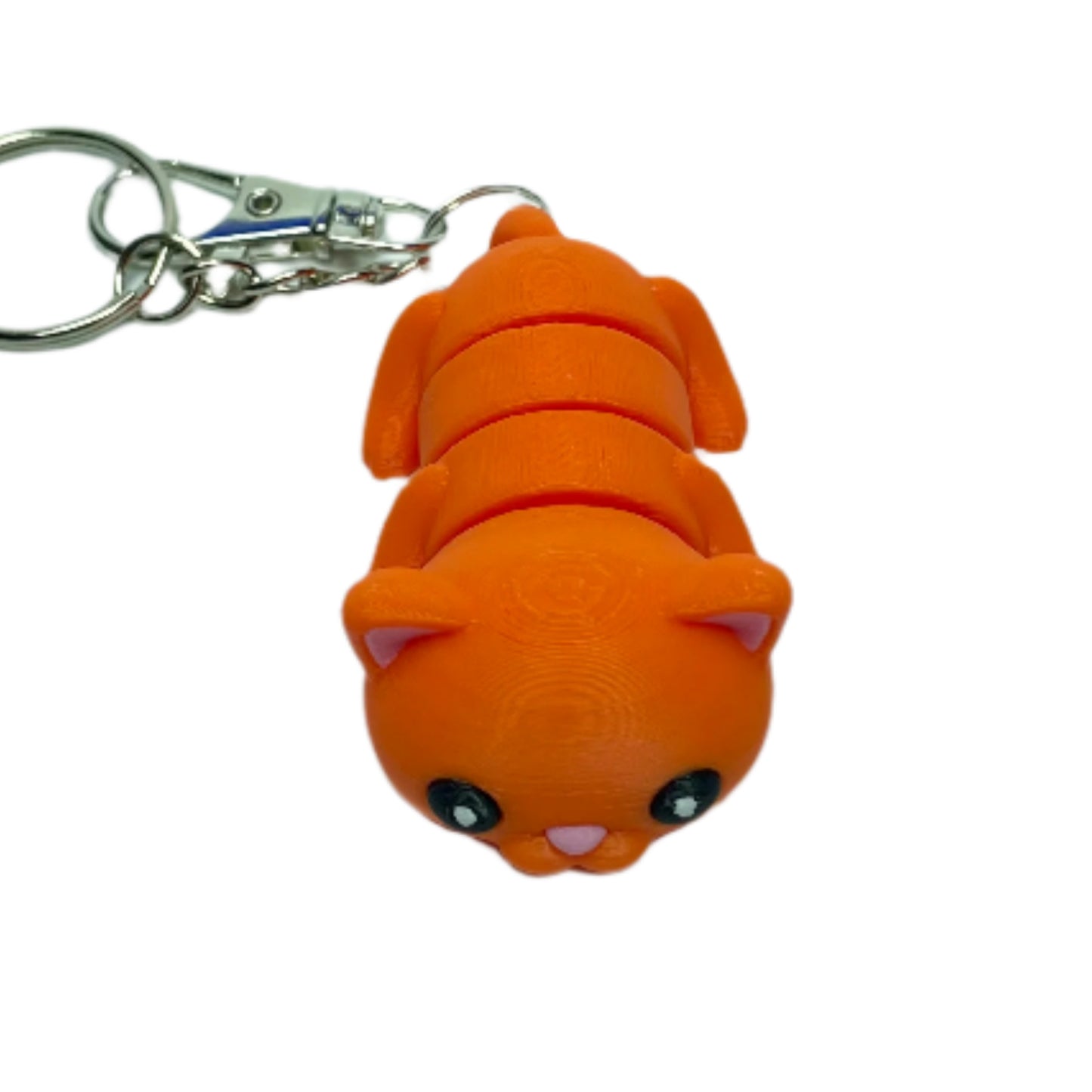 3D printed orange cat keychain fidget toy