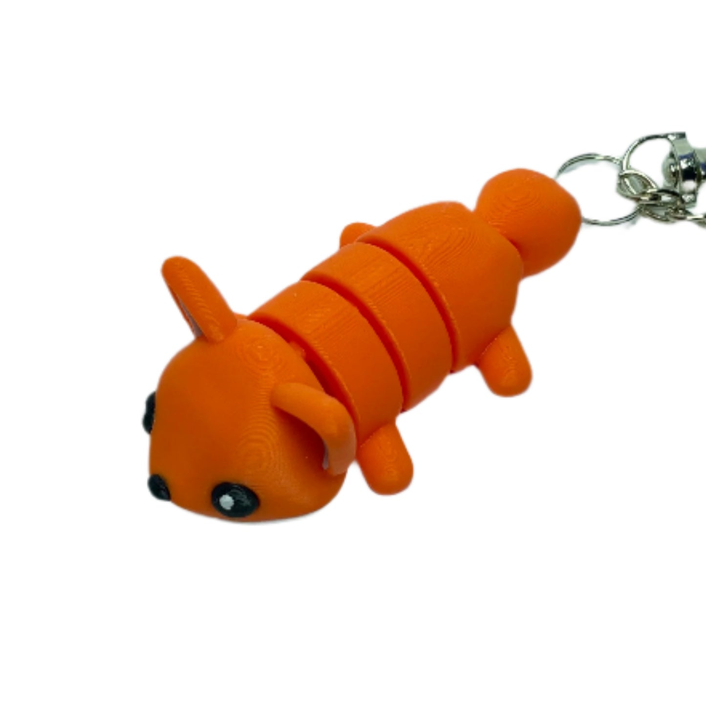 3D printed flexible orange fox keychain fidget toy