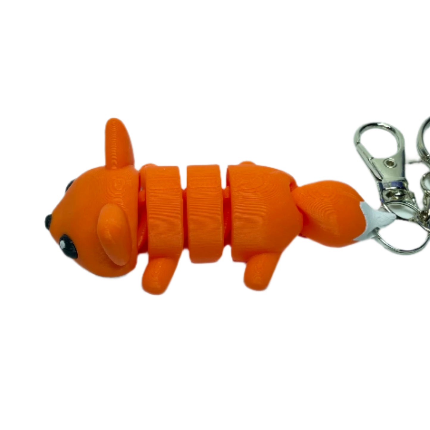 3D printed flexible orange fox keychain fidget toy