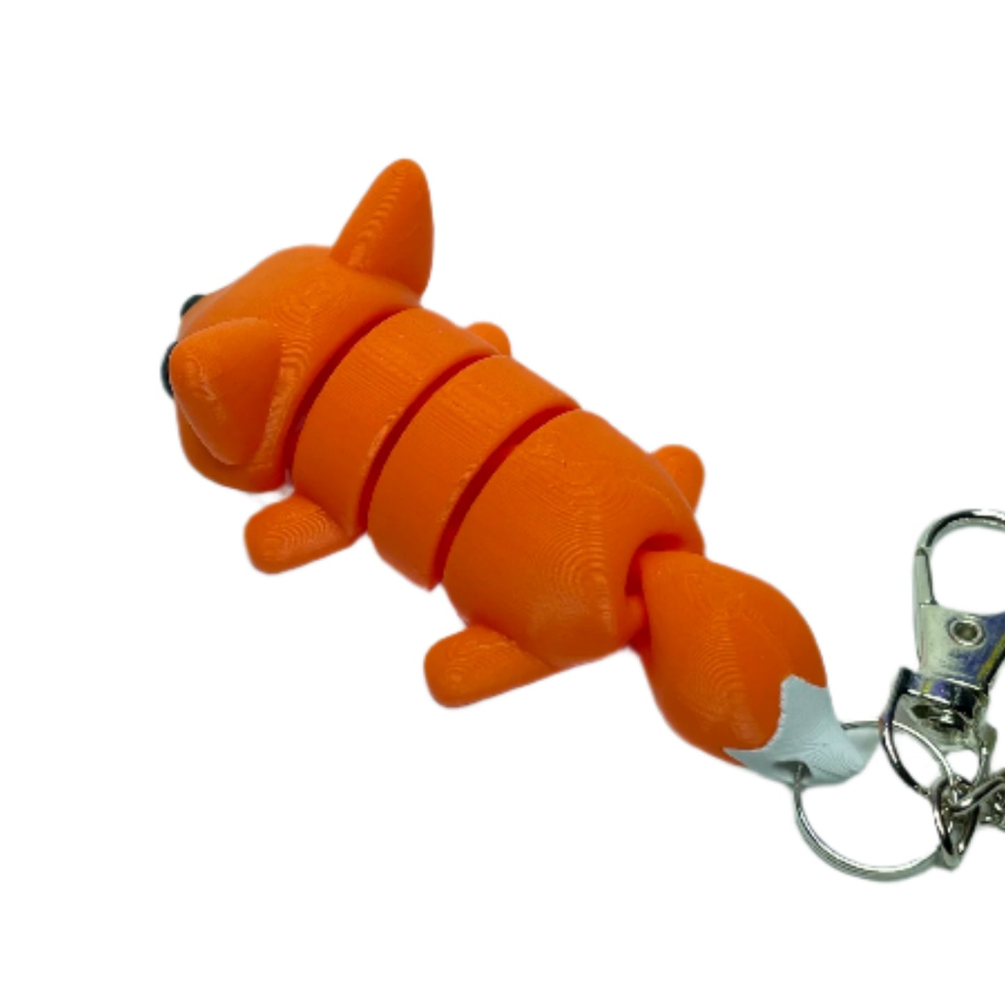 3D printed flexible orange fox keychain fidget toy