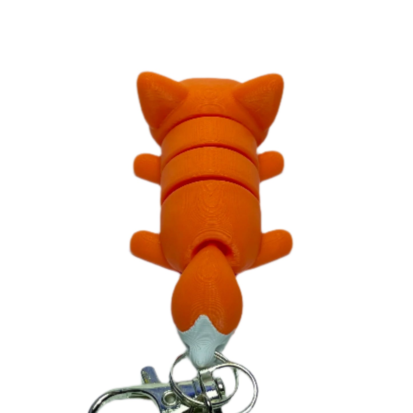 3D printed flexible orange fox keychain fidget toy