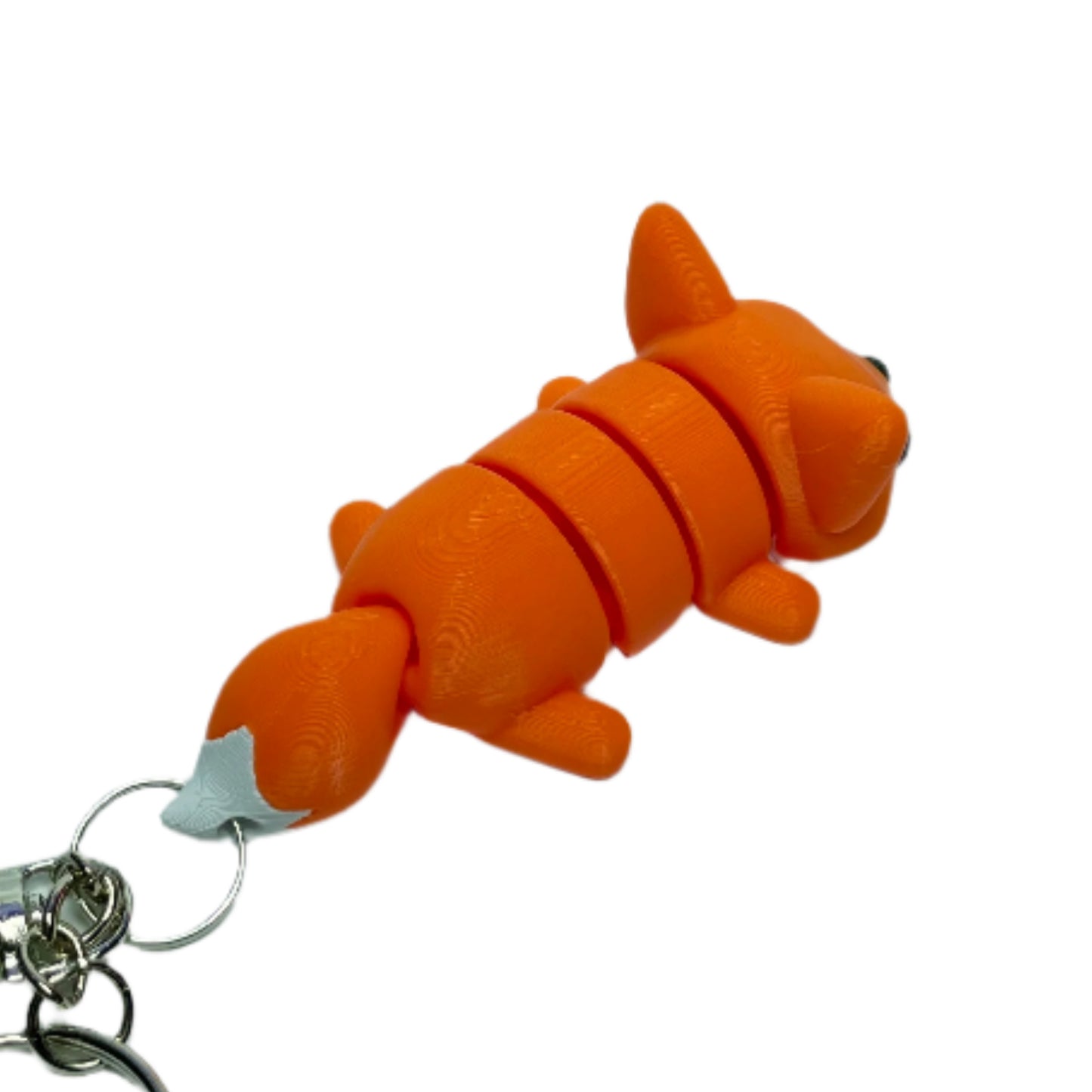 3D printed flexible orange fox keychain fidget toy