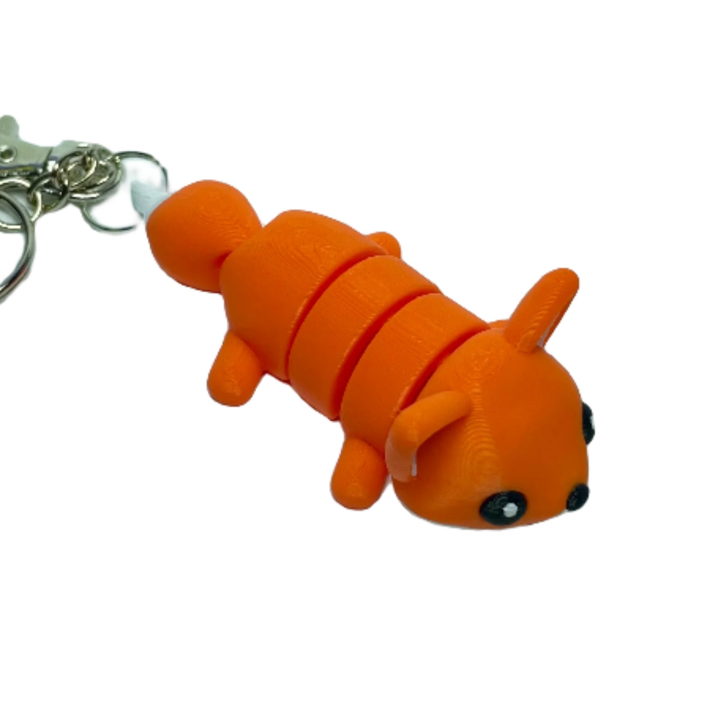 3D printed flexible orange fox keychain fidget toy