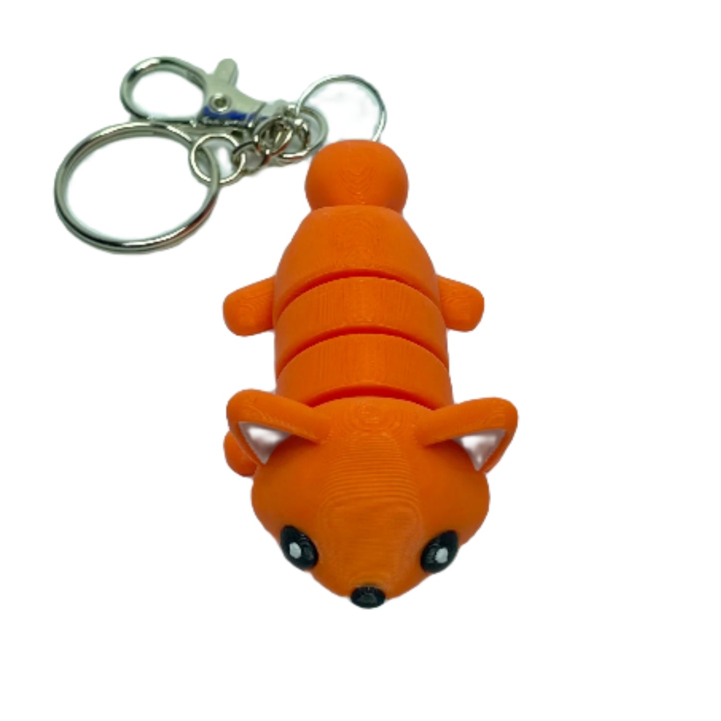 3D printed flexible orange fox keychain fidget toy