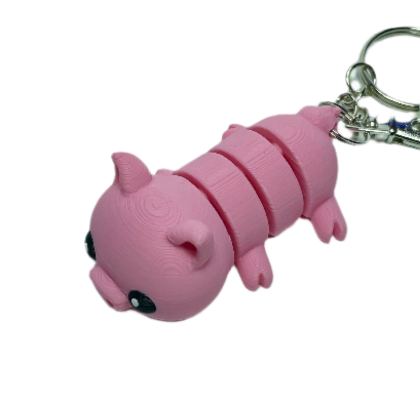 3D printed flexible pink pig keychain fidget toy