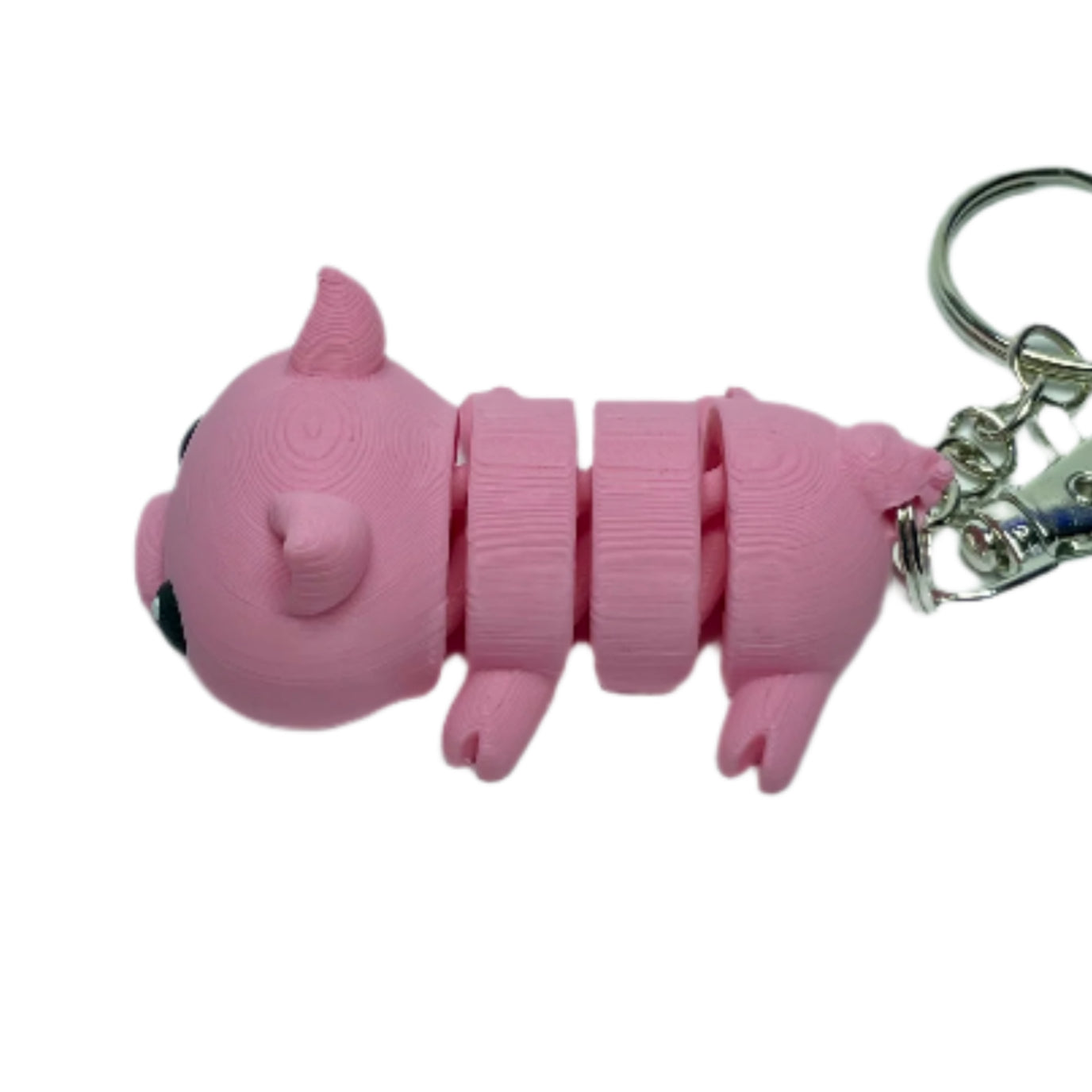 3D printed flexible pink pig keychain fidget toy