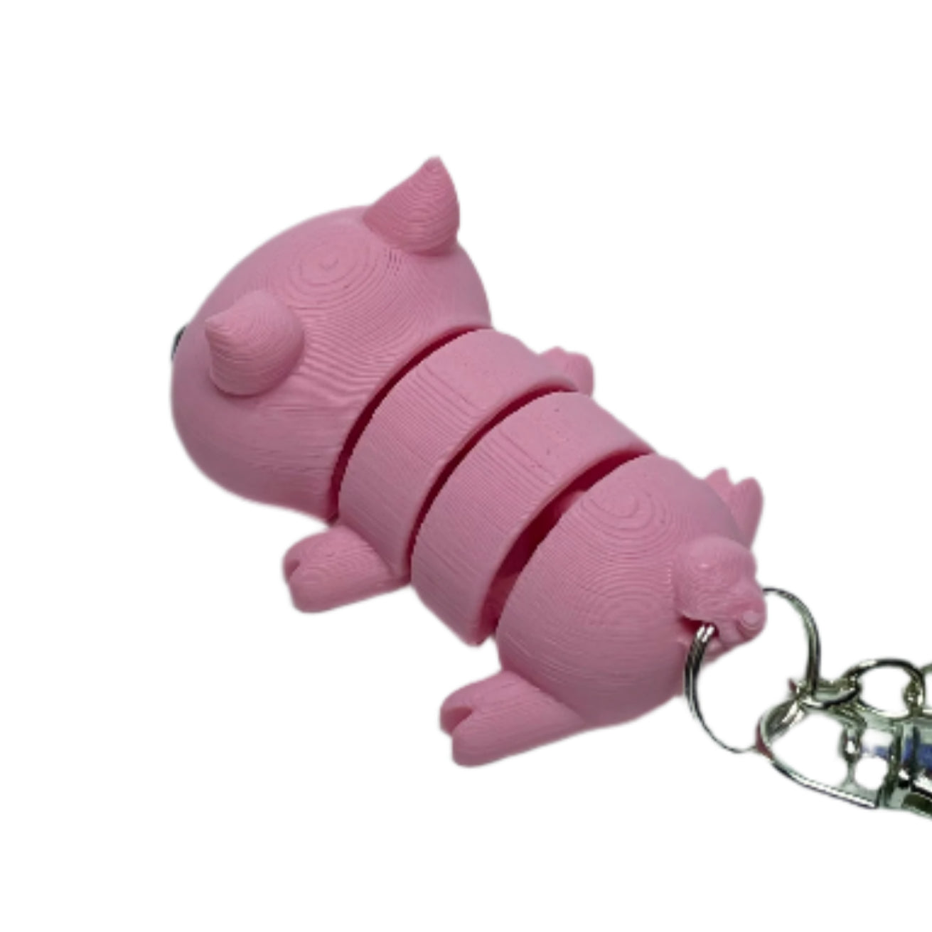 3D printed flexible pink pig keychain fidget toy