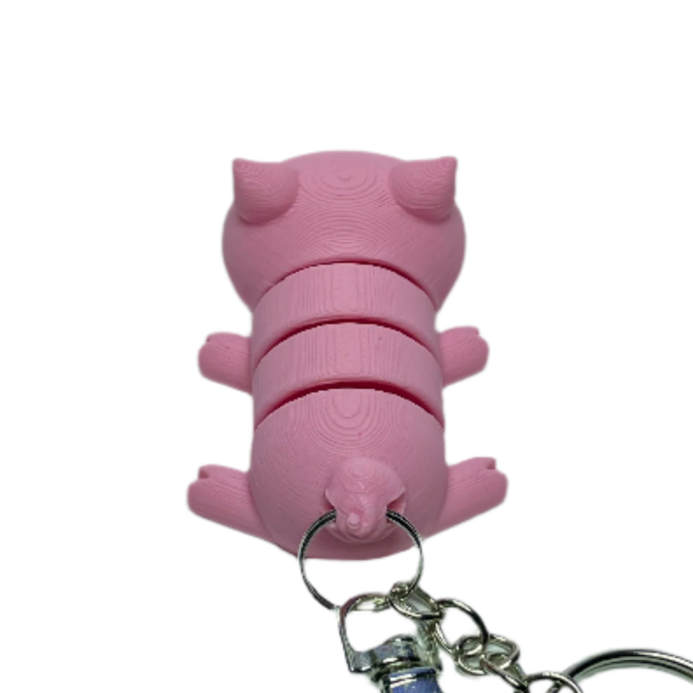 3D printed flexible pink pig keychain fidget toy