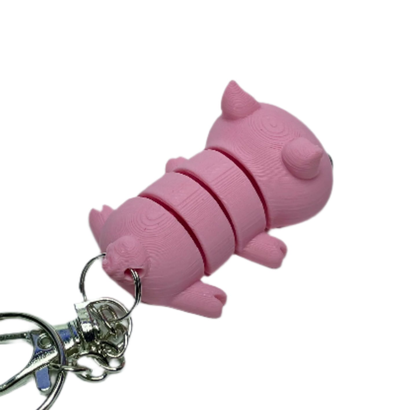 3D printed flexible pink pig keychain fidget toy
