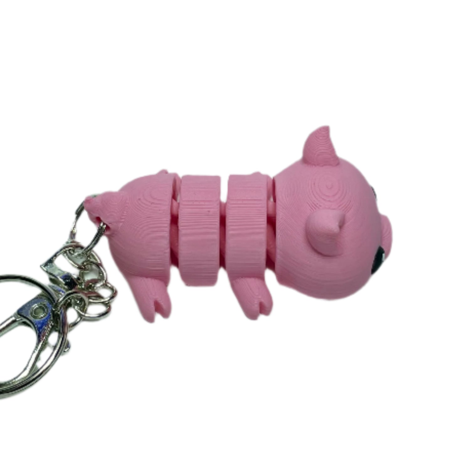 3D printed flexible pink pig keychain fidget toy