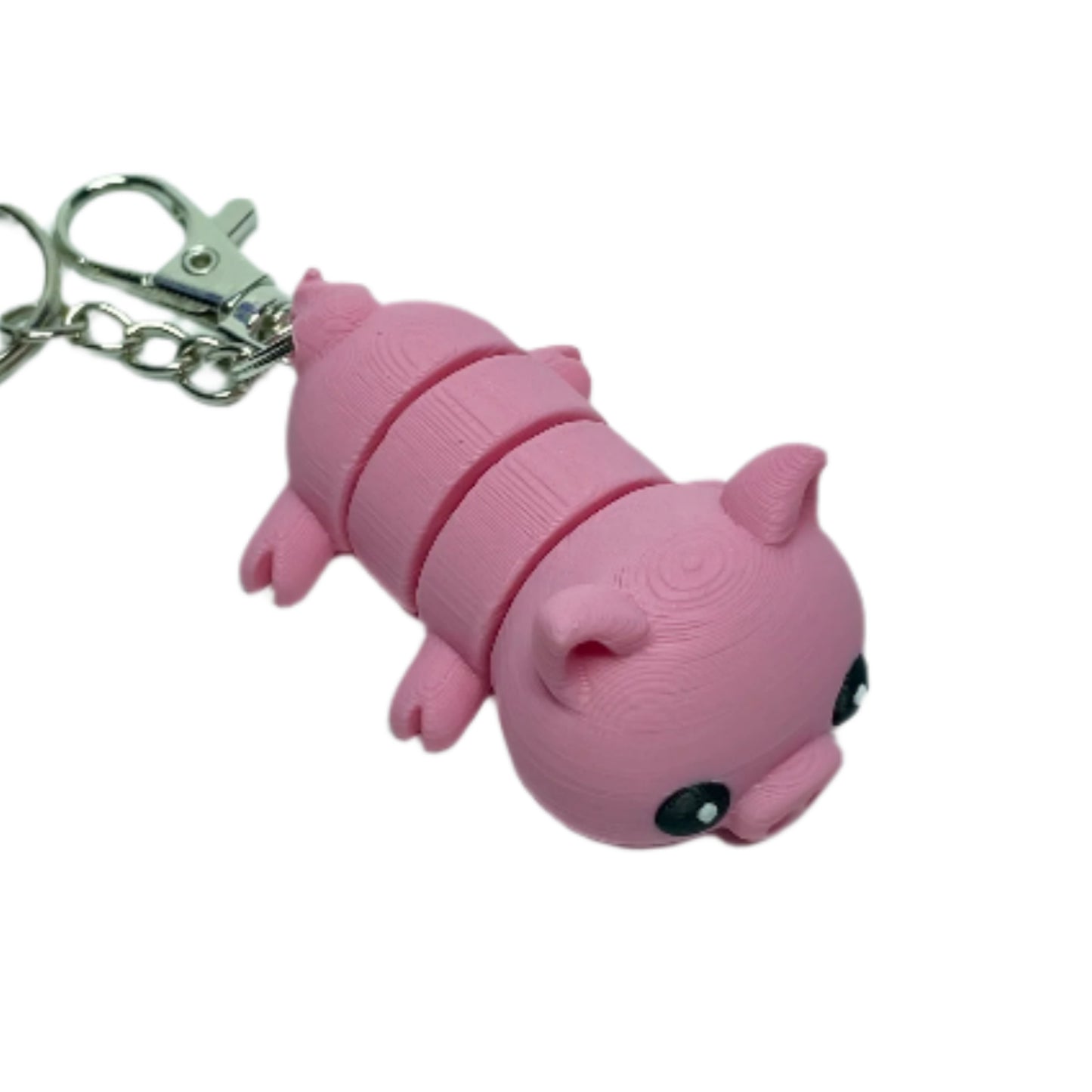3D printed flexible pink pig keychain fidget toy