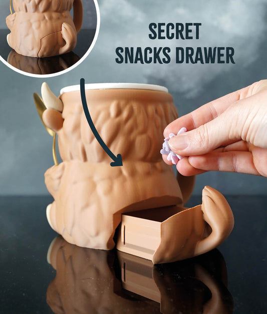 Ferdinand - The Ice Cream Pint Holding Highland Cow - Pint Pals by LeHa Design