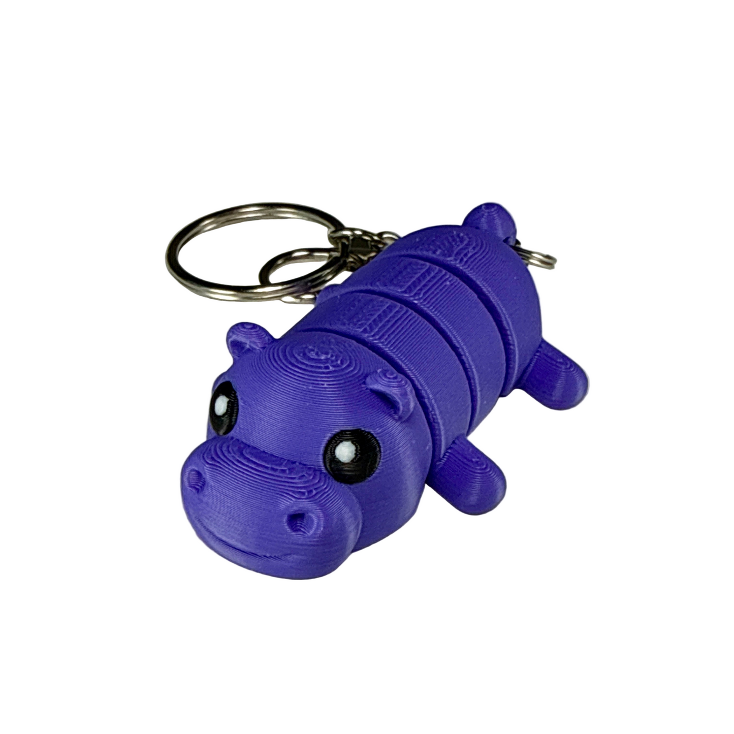 Hippo - 3D Printed Pet Keychain - Flexible Articulating Fidget Stress Relief Toy