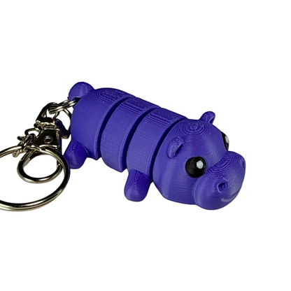 Hippo - 3D Printed Pet Keychain - Flexible Articulating Fidget Stress Relief Toy