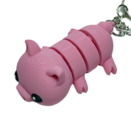Piggy - "Flexi-Pet" Keychain Fidget Stress Relief Toy [3D Printed] Multiple Colors!