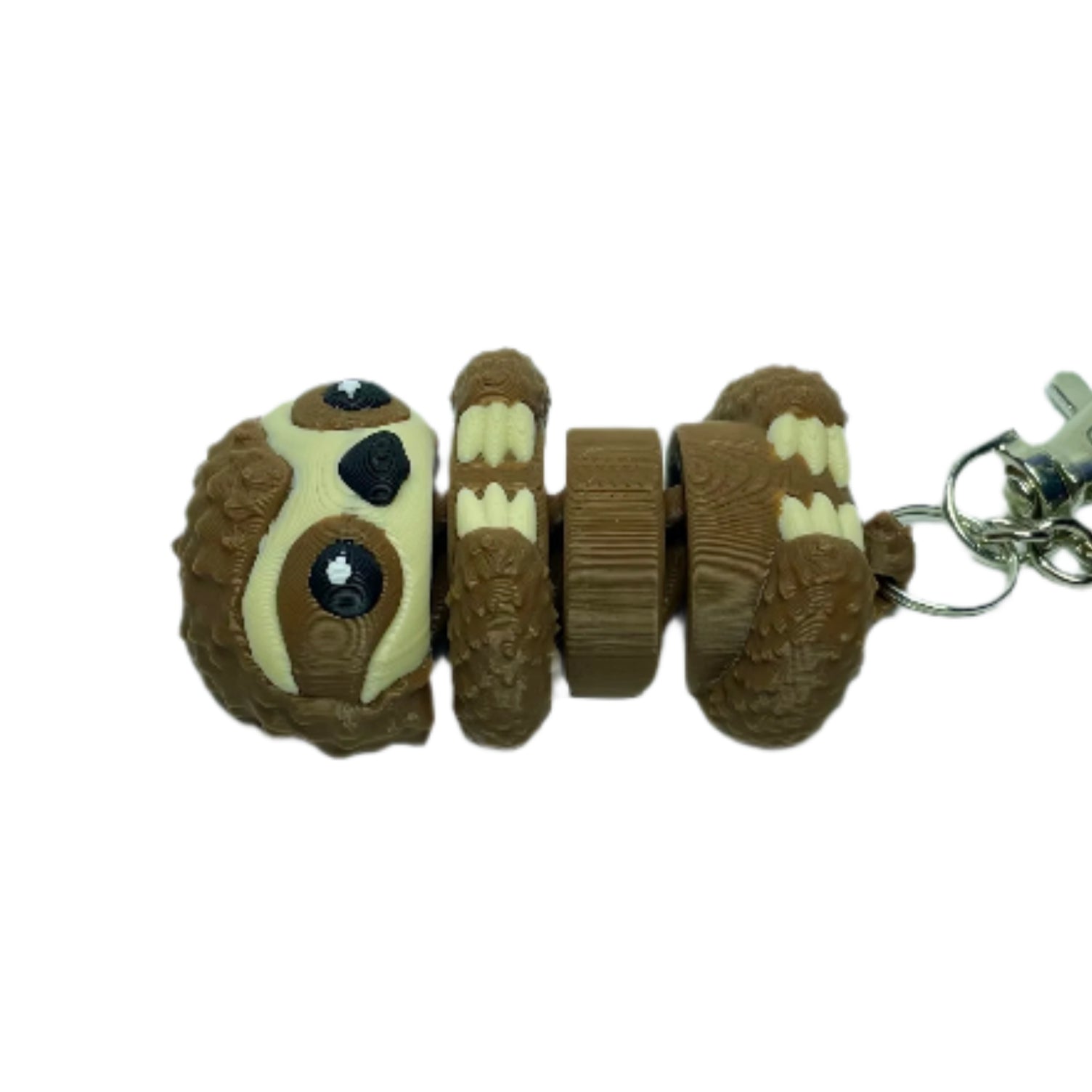 3D printed flexible sloth keychain fidget toy