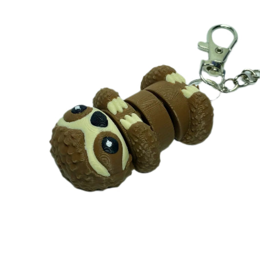 3D printed flexible sloth keychain fidget toy