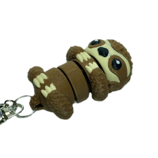 3D printed flexible sloth keychain fidget toy