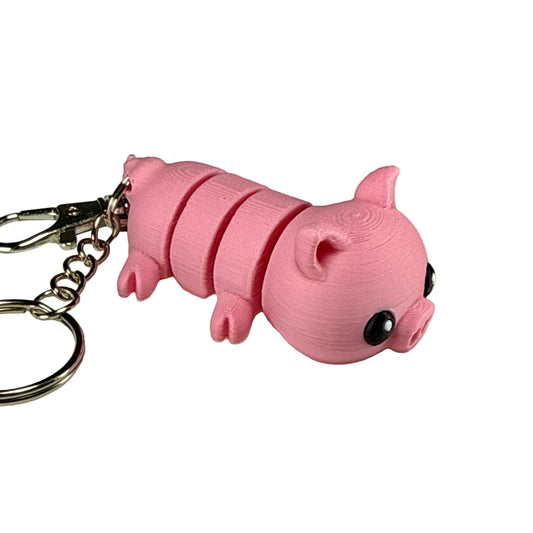 Pig - 3D Printed Pet Keychain - Flexible Articulating Fidget Stress Relief Toy
