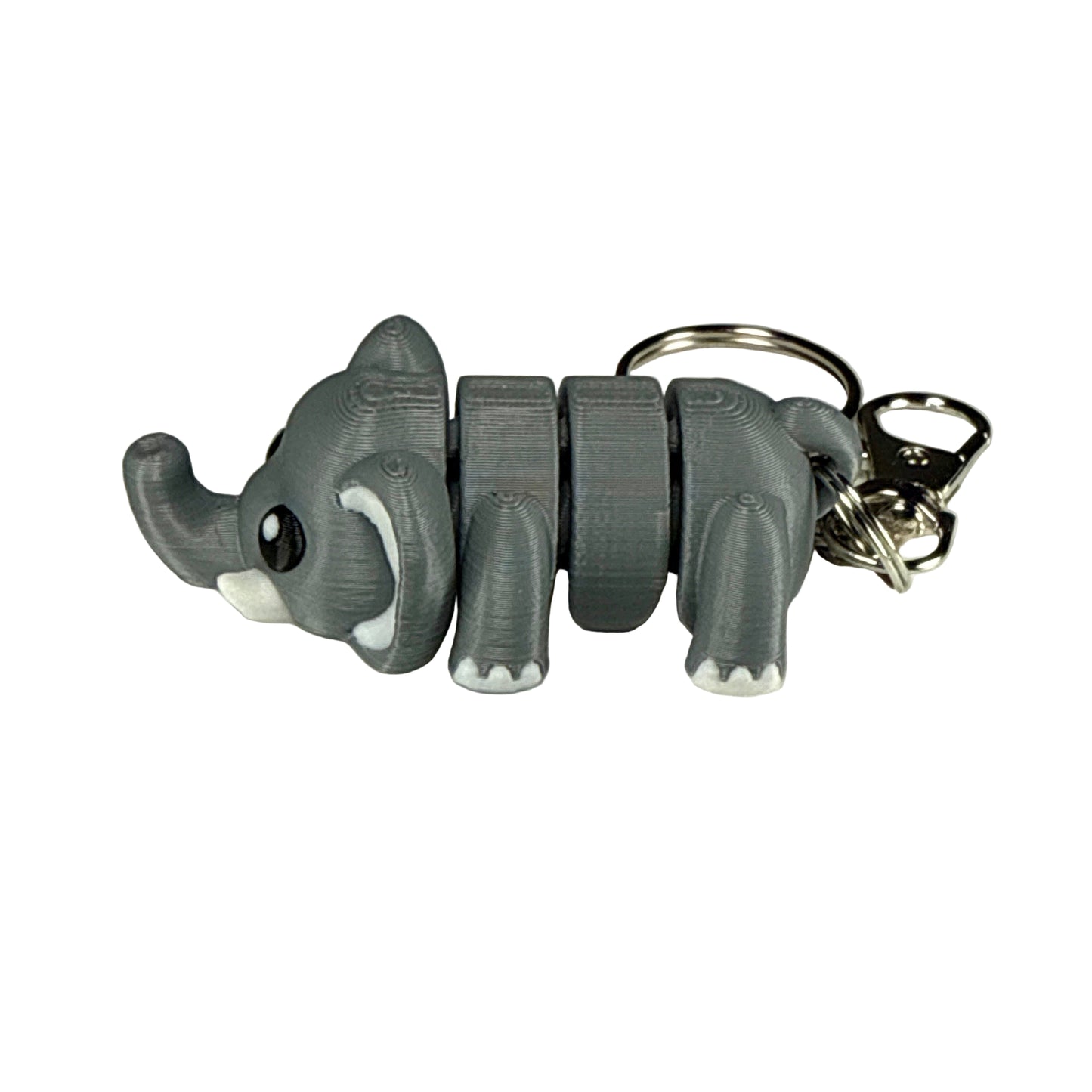 Elephant - 3D Printed Pet Keychain - Flexible Articulating Fidget Stress Relief Toy